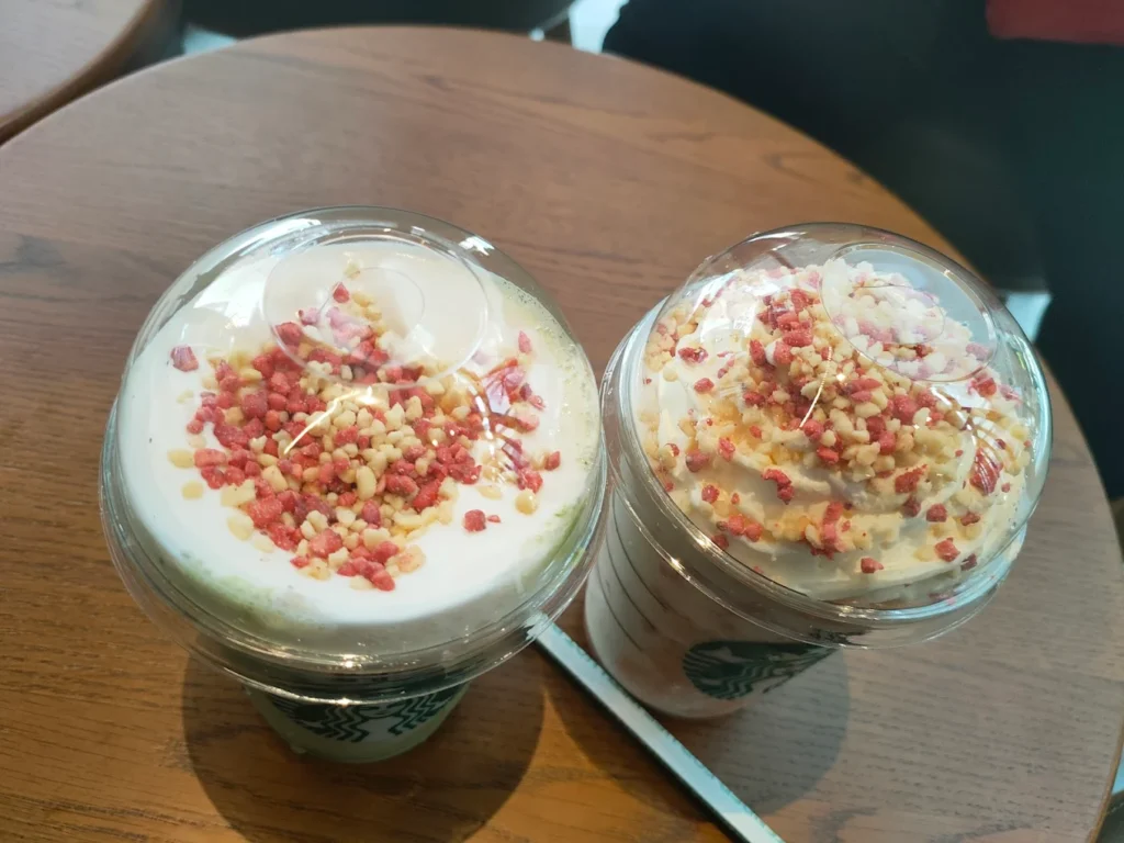 White Peach and Cherry Blossom Warabi Mochi Frappuccino at Starbucks, Gourmet Street Lalaport BBCC