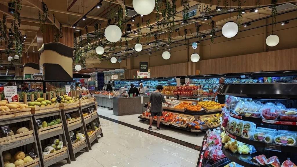 Fresh vegetables and fruits on display at Jaya Grocer, LaLaport BBCC