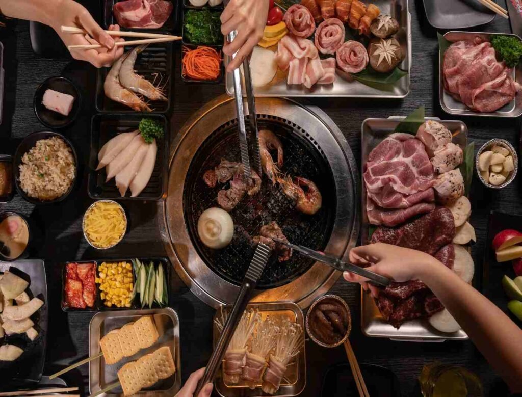 Traditional Japanese table grilling and fresh barbecue ingredients at ROCKU Yakiniku @ Pavilion Kuala Lumpur