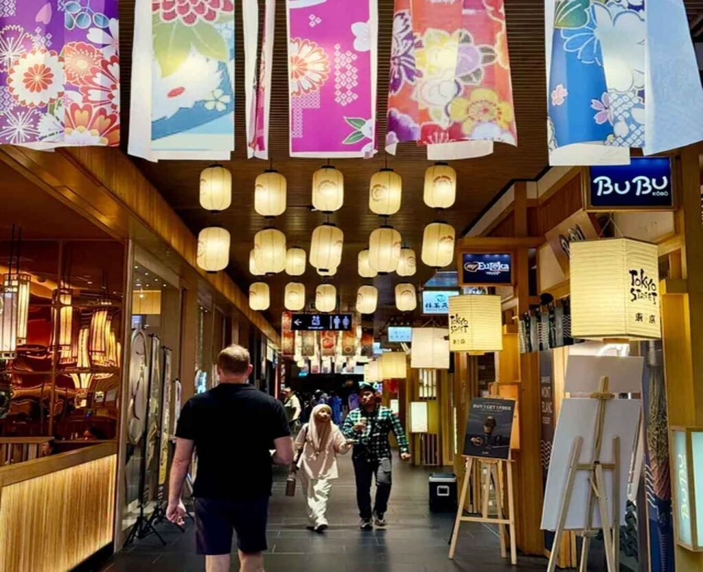 The vibrant decoration featuring traditional Japanese chochin lanterns at Tokyo Street Pavilion Kuala Lumpur