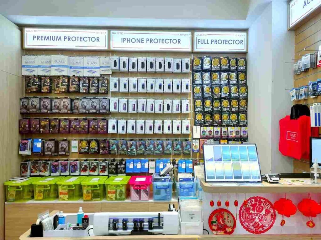 Various screen protectors on display at Gajeto, Tokyo Street Pavilion Kuala Lumpur
