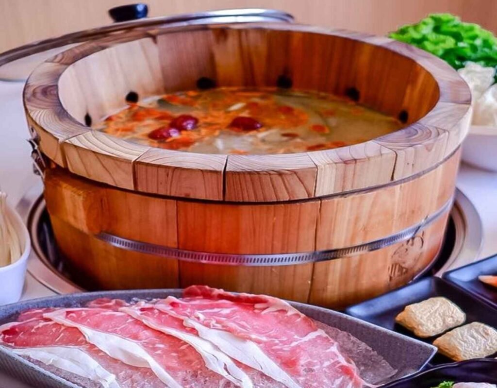 Wooden barrel hotpot and fresh Iberico Pork at Pavilion KL Xiangshan Fish Steamboat 香杉木桶鱼