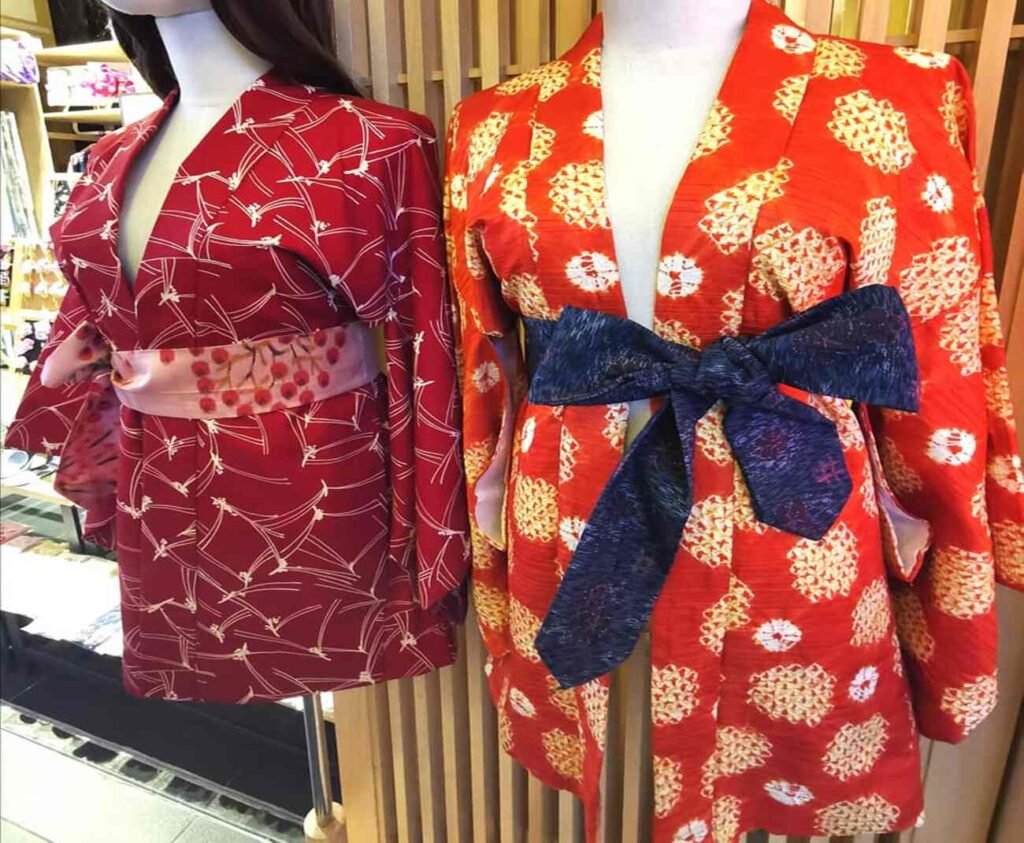 Traditional red kimonos like haori and kimono for rent and sale at Kuma Yukata, Tokyo Street Pavilion Kuala Lumpur