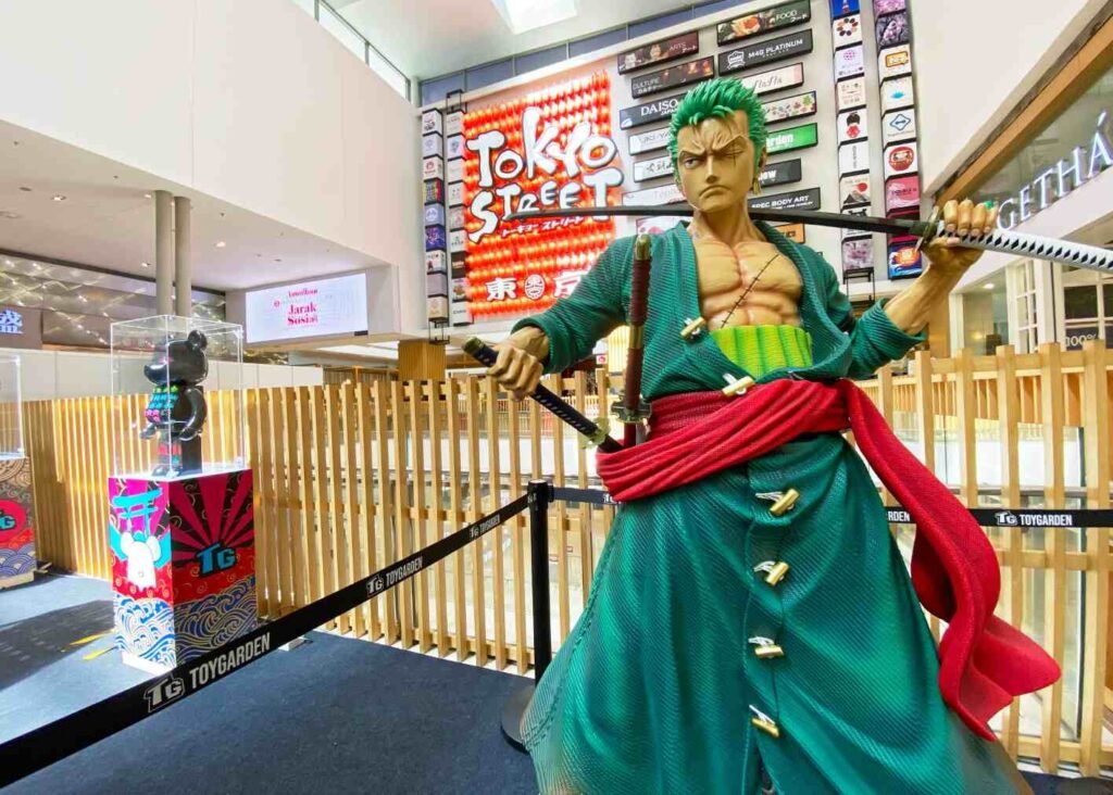 A life-sized figure of Roronoa Zoro, also known as "Pirate Hunter" Zoro, character in the manga series One Piece, on display at Tokyo Street, Pavilion KL