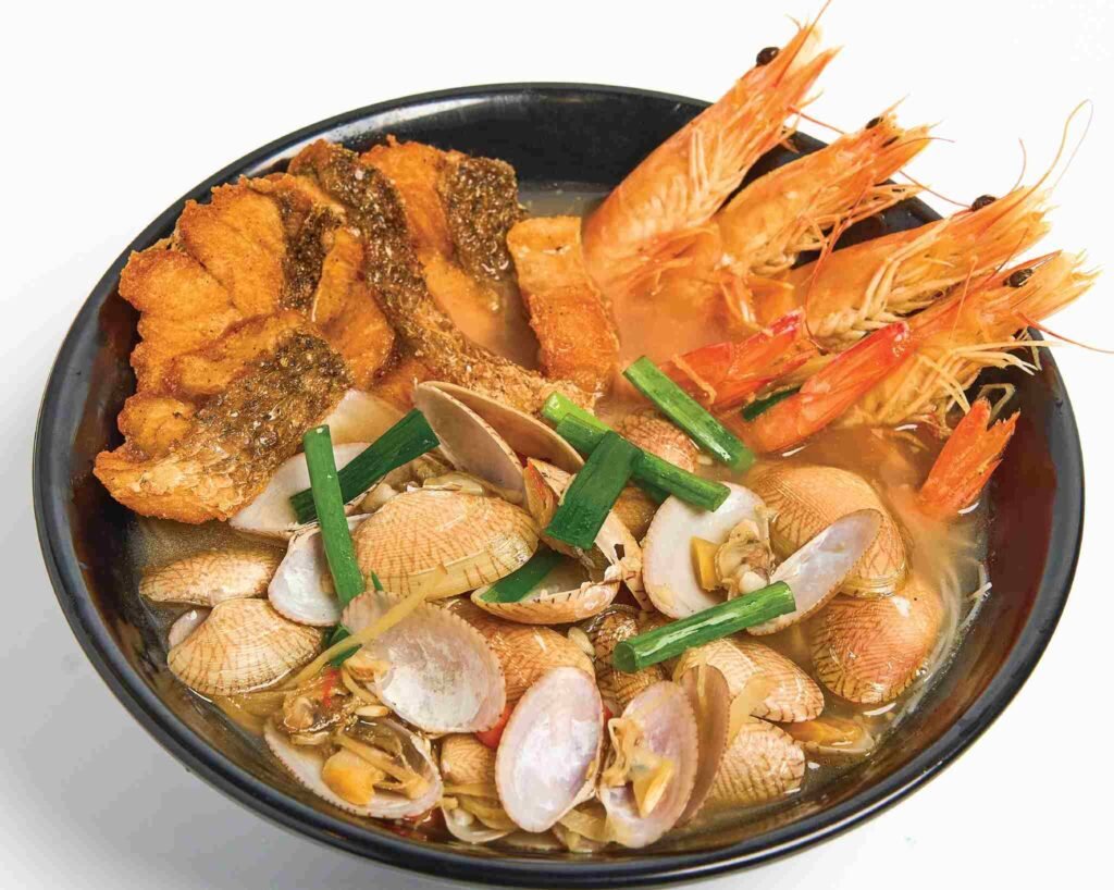 Seafood Combo featuring prawns, cockles, clams, fish and savoury broth at Li Ji Lala Noodle, Food Place Pavilion KL