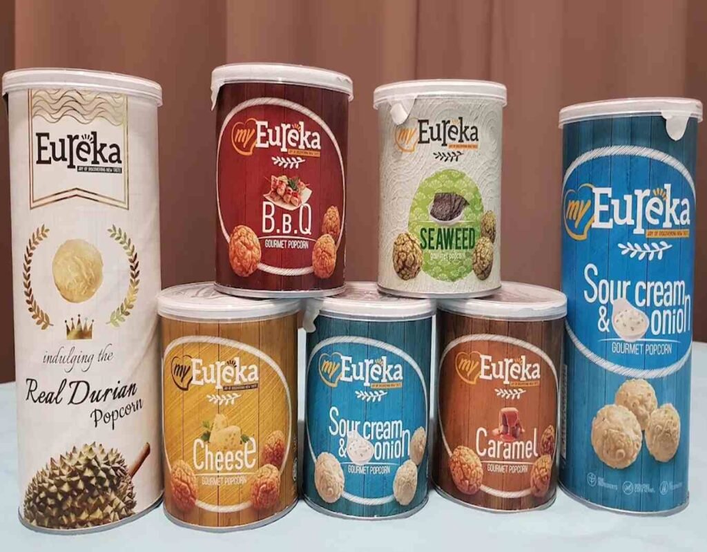 Gourmet popcorn flavours, Durian, BBQ, Cheese, Seaweed, Sour Cream & Onion, and caramel at myEureka Snack Bar, Tokyo Street Pavilion Kuala Lumpur