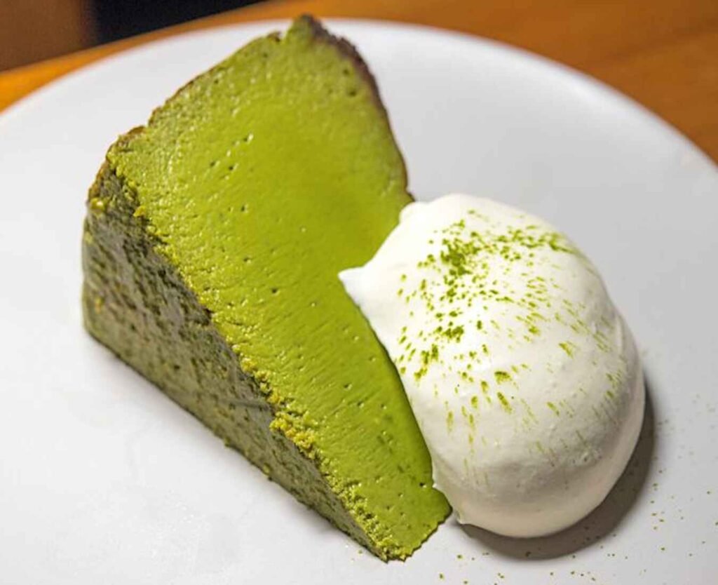 Yuri Matcha Cheesecake, the matcha infused version of the original top rated Basque-Japanese cheesecake known for its rich, creamy texture and melt-in-your-mouth quality, served with silky smooth whipped cream at The Tokyo Restaurant, The Table @ Isetan The Japan Store, Lot 10, Bukit Bintang, Kuala Lumpur.