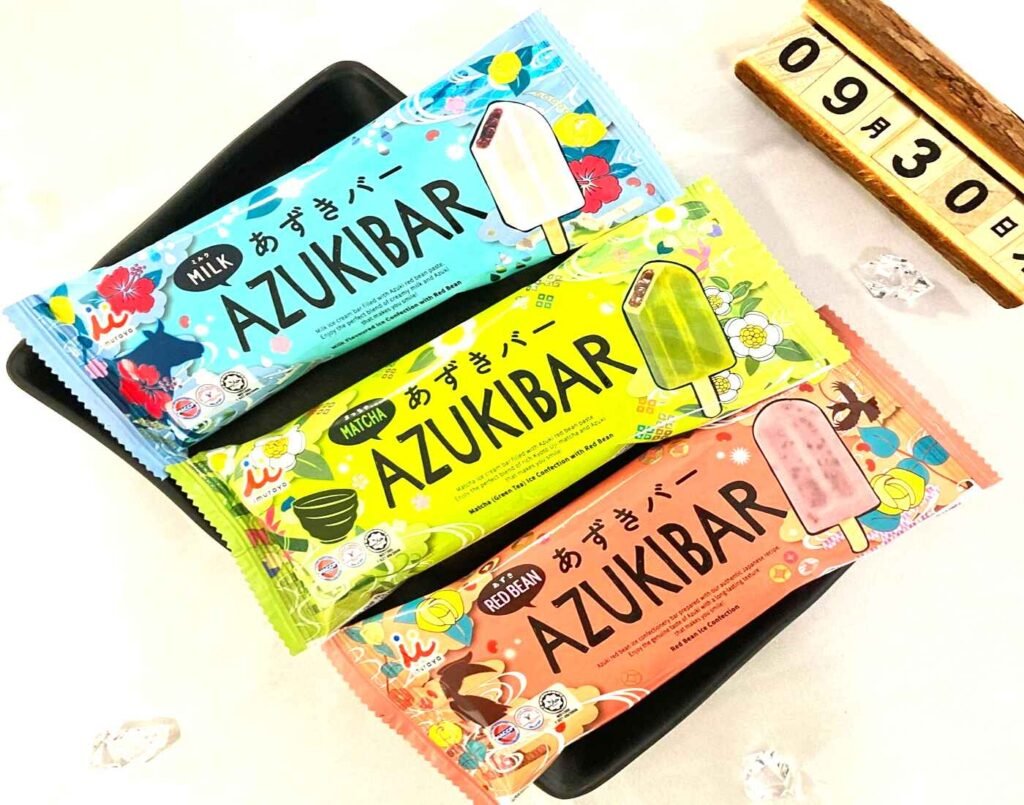 Three flavours of Japan’s first Halal-certified ice-cream the Azuki Bar (Red Bean, Matcha, and Milk) popsicles at Jonetz By Don Don Donki Lot 10, a Japanese supermarket in Bukit Bintang, Kuala Lumpur.